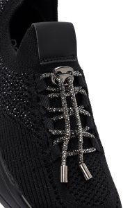 کتونی زنانه پارچه‌ای مشکی بنددار سنگ‌دار دری مد Zero