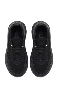 کتونی زنانه پارچه‌ای مشکی بنددار لژدار دری مد Zero