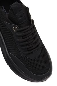 کتونی زنانه پارچه‌ای مشکی بنددار لژدار دری مد Zero