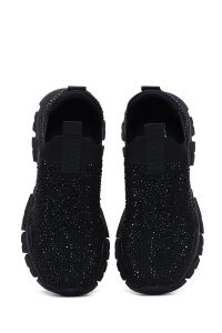 کتونی زنانه پارچه‌ای مشکی لژدار سنگ‌دار دری مد Zero