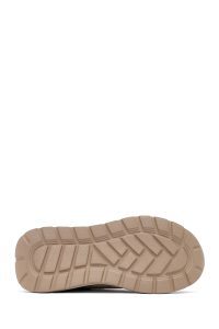 کتونی زنانه چرم بژ بنددار لژدار دری مد