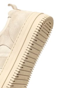 کتونی زنانه چرم بژ بنددار لژدار طرح‌دار دری مد