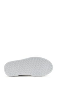 کتونی زنانه چرم سفید بنددار لژدار دری مد