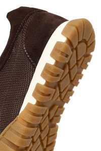 کتونی زنانه چرم قهوه‌ای بنددار دری مد