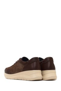 کتونی زنانه چرم قهوه‌ای بنددار لژدار دری مد