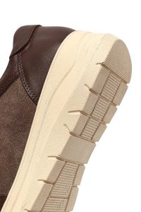 کتونی زنانه چرم قهوه‌ای بنددار لژدار دری مد