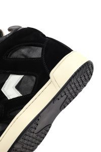 کتونی زنانه چرم مشکی بنددار با لژ بلند دری مد