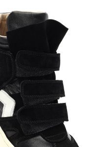 کتونی زنانه چرم مشکی بنددار با لژ بلند دری مد