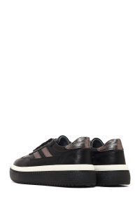 کتونی زنانه چرم مشکی بنددار لژدار دری مد