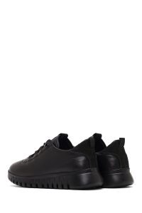 کتونی زنانه چرم مشکی بنددار لژدار دری مد