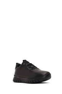 کتونی زنانه چرم مشکی بنددار لژدار دری مد