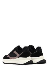 کتونی زنانه چرم مشکی بنددار لژدار دری مد