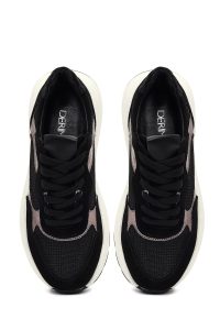 کتونی زنانه چرم مشکی بنددار لژدار دری مد