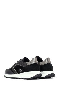 کتونی زنانه چرم مشکی بنددار لژدار دری مد