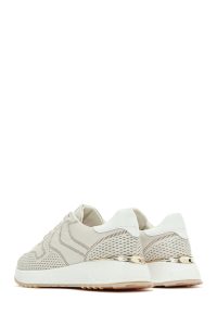 کتونی زنونه چرم کرم بنددار با زیره ضخیم دری مد