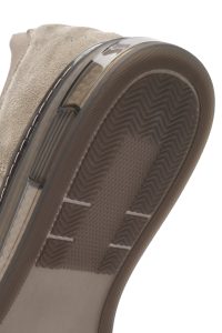 کتونی مردانه بژ بندی جیر چرمی دری مد