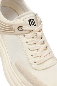 کتونی مردانه بژ بندی زیره ضخیم پارچه‌ای دری مد