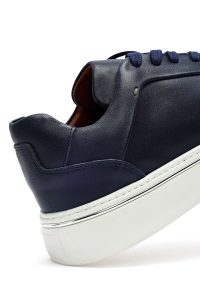 کتونی مردانه سرمه‌ای بندی زیره ضخیم چرمی دری مد