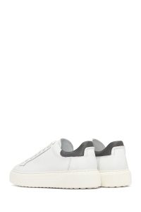 کتونی مردانه سفید بندی زیره ضخیم چرمی دری مد