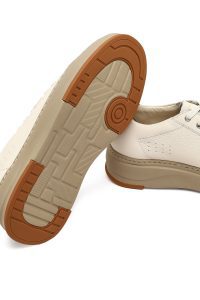 کتونی مردانه سفید بندی زیره ضخیم چرمی دری مد