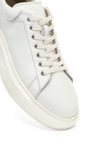 کتونی مردانه سفید بندی زیره ضخیم چرمی دری مد