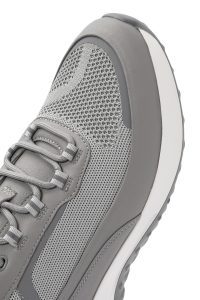 کتونی مردانه طوسی بنددار زیره ضخیم دری مد