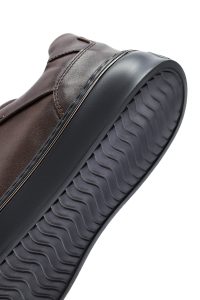 کتونی مردانه قهوه‌ای بندی زیره ضخیم چرمی دری مد