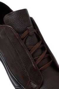 کتونی مردانه قهوه‌ای بندی چرمی دری مد