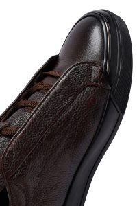 کتونی مردانه قهوه‌ای بندی چرمی دری مد