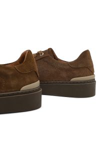 کتونی مردانه قهوه‌ای بندی چرمی دری مد