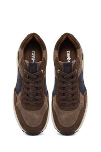 کتونی مردانه قهوه‌ای بندی چرمی دری مد