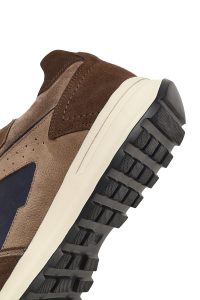 کتونی مردانه قهوه‌ای بندی چرمی دری مد