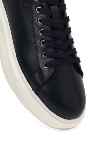 کتونی مردانه لاجوردی بندی زیره ضخیم چرمی دری مد