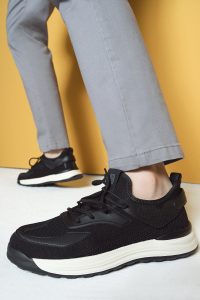 کتونی مردانه مشکی بنددار زیره ضخیم دری مد