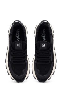 کتونی مردانه مشکی بندی زیره ضخیم پارچه‌ای Derimod Zero