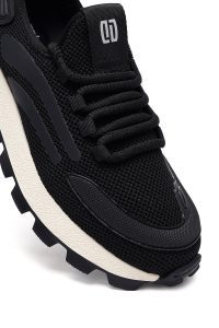 کتونی مردانه مشکی بندی زیره ضخیم پارچه‌ای Derimod Zero