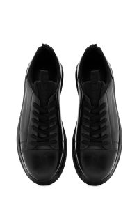 کتونی مردانه مشکی بندی زیره ضخیم چرمی دری مد