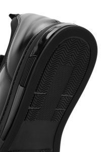 کتونی مردانه مشکی بندی زیره ضخیم چرمی دری مد