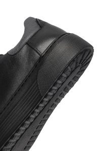 کتونی مردانه مشکی بندی زیره ضخیم چرمی دری مد