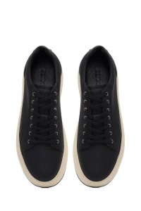 کتونی مردانه مشکی بندی زیره ضخیم چرمی دری مد