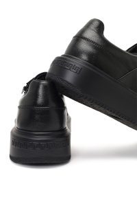 کتونی مردانه مشکی بندی زیره ضخیم چرمی دری مد