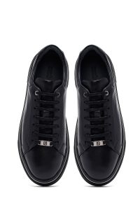 کتونی مردانه مشکی بندی چرمی دری مد