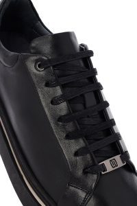 کتونی مردانه مشکی بندی چرمی دری مد