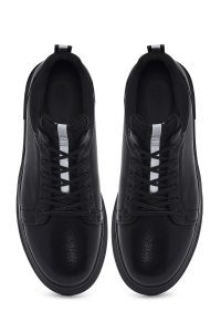 کتونی مردانه مشکی بندی چرمی دری مد