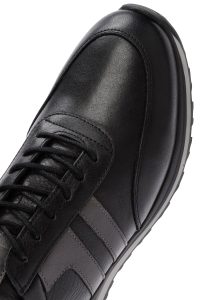 کتونی مردانه مشکی بندی چرمی کژوال دری مد