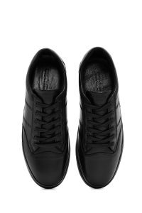 کتونی مردانه مشکی بندی چرمی کژوال دری مد