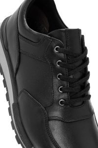 کتونی مردانه مشکی بندی چرمی کژوال دری مد