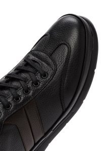 کتونی مردانه مشکی بندی چرمی کژوال دری مد