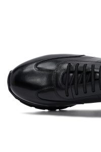 کتونی مردانه مشکی بندی چرمی کژوال دری مد