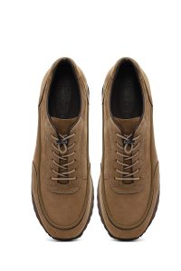 کتونی مردانه نبوک چرمی ویزون بندی کژوال با زیره ضخیم دری مد